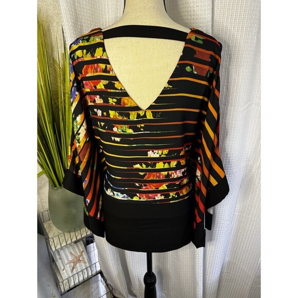 Joseph Ribkoff 6 Bright Colorful High Low Tunic Top Kimono Cold Shoulder Sleeves - Picture 6 of 9